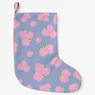 Meia De Natal Pequena padrão floral de rosas vintage