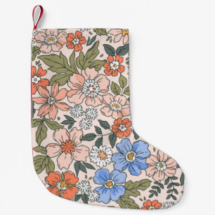Meia De Natal Pequena Padrão floral elegante em flores de desenhar manu