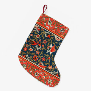 Meia De Natal Pequena Padrão Floral Indo-Persa Boêmio Vintage Vermelho