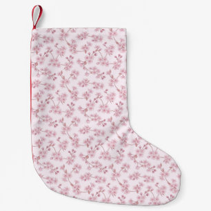 Meia De Natal Pequena Padrão Floral Sem Costura de Cerejeira Rosa