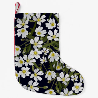 Meia De Natal Pequena padrão floral sem escovas vintage com campo branco