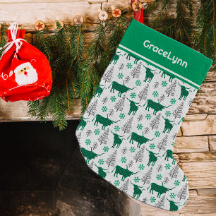 Meia De Natal Pequena Padrão Longhorn da Xadrez de Buffalo Verde