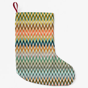 Meia De Natal Pequena Padrão Multicolorido em Ziguezague