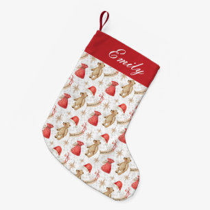 Meia De Natal Pequena Padrão Natalino Caprichoso Nome Personalizado