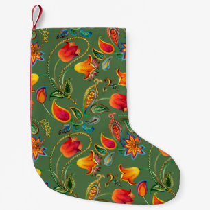 Meia De Natal Pequena Padrão paisley de flor de aquarela