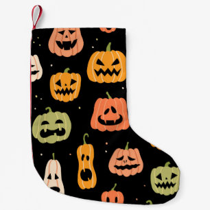 Meia De Natal Pequena Padrão perfeito de abóbora do Halloween. Mão pu