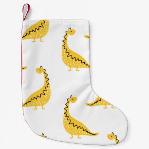 Meia De Natal Pequena Padrão perfeito de dinossauro amarelo. Funny vint