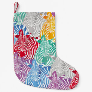 Meia De Natal Pequena Padrão perfeito de zebra colorida. Textu de animai