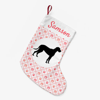 Meia De Natal Pequena Padrão Personalizado de Azulejo de Paw Vermelho Da
