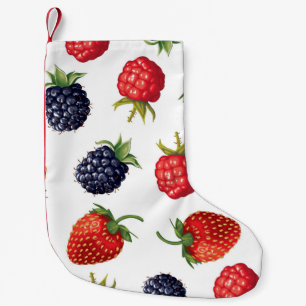 Meia De Natal Pequena Padrão Realista de Berries Delicioso Sem Olhos