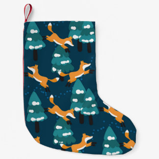 Meia De Natal Pequena Padrão sem costura com diferentes raposas.