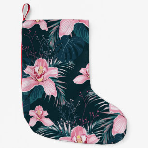 Meia De Natal Pequena Padrão sem costura com flores Orquídea, retrato 