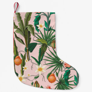 Meia De Natal Pequena Padrão sem costura com folhas tropicais, flores e