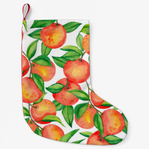 Meia De Natal Pequena Padrão sem costura com fruta de tangerina e