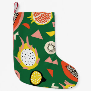 Meia De Natal Pequena Padrão sem costura com frutas tropicais