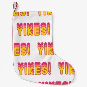 Meia De Natal Pequena Padrão sem costura com "Yikes!" palavras. Muro de