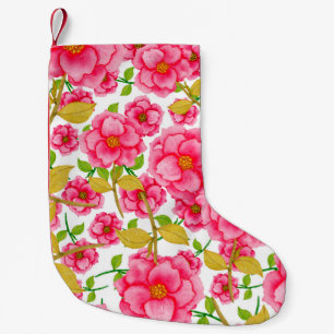 Meia De Natal Pequena Padrão sem costura de aquarelas com flores. Vintag