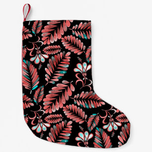 Meia De Natal Pequena Padrão sem costura de aquarelas com fundo de flore