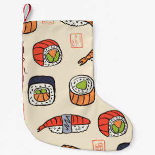 Meia De Natal Pequena padrão sushi sem costura