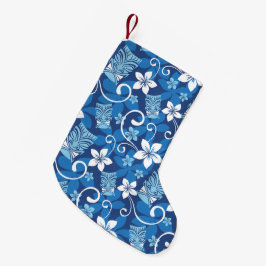 MEIA DE NATAL PEQUENA PADRÃO TIKI LUAU (AZUL BRILHANTE)