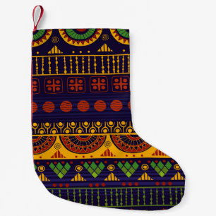 Meia De Natal Pequena Padrão tribal, versátil para vários usos.
