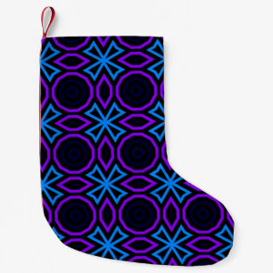 Meia De Natal Pequena Padrão uniforme azul e preto com geomet simples
