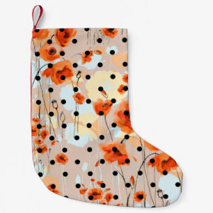 Meia De Natal Pequena padrão uniforme de abstrato floral com poppie de 