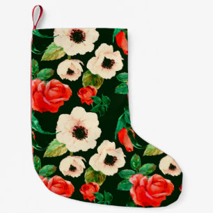 Meia De Natal Pequena Padrão uniforme de aquarela floral. Papoilas bran