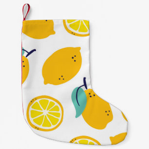 Meia De Natal Pequena Padrão uniforme de frutas de limões