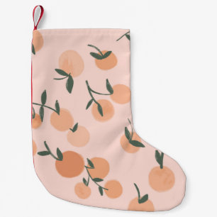 Meia De Natal Pequena Padrão uniforme de frutas laranja de aquarela