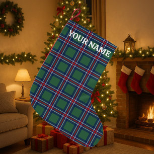 Meia De Natal Pequena Padrão xadrez escocês personalizado com classe