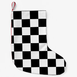 Meia De Natal Pequena Padrão Xadrez Preto e Branco