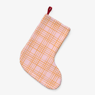 Meia De Natal Pequena Padrões das linhas da grade de recorte Pink e Lara