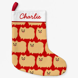 Meia De Natal Pequena Padrões de Cão Pomeraniano Bonitos - Natal Feria