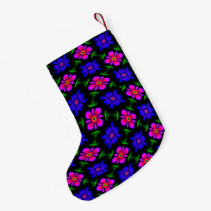 Meia De Natal Pequena Padrões de flores rosa adoráveis