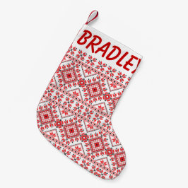 Meia De Natal Pequena Padrões de Natal de Forno Vermelho e Branco
