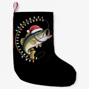Meia De Natal Pequena Pai de Natal Robalo Peixe Engraçado Pescaria Pesca