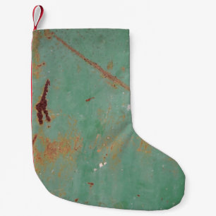 Meia De Natal Pequena Painel urbano de metal verde enferrujado, texturiz