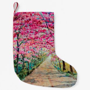 Meia De Natal Pequena Painting watercolor horizontal cor-de-rosa vermelh