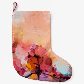 Meia De Natal Pequena paisagem de pintura de óleo de abstrato. Pó azul c