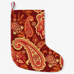 Meia De Natal Pequena Paisley, flores: padrão sem costura ornamental