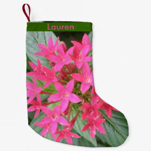 Meia De Natal Pequena Palha Tropical Rosa Brilhante - Estocagem Personal