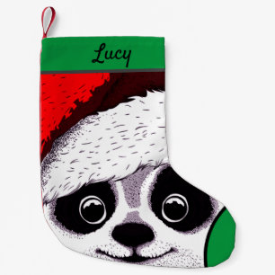 Meia De Natal Pequena panda engraçada e fofa no Natal