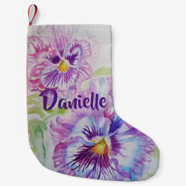 Meia De Natal Pequena Pansy Watercolor Flowers Floral Name Stocks