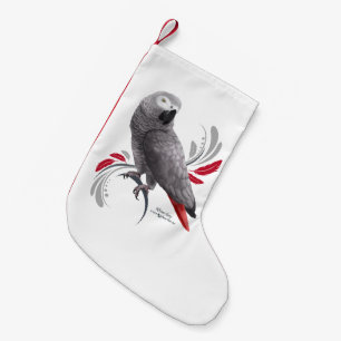 Meia De Natal Pequena Papagaio do cinza africano