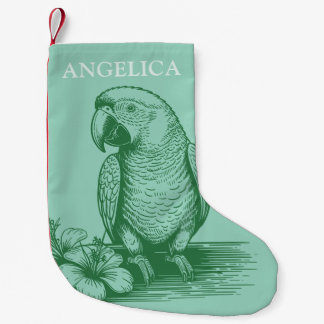 Meia De Natal Pequena Papagaios de Aves Tropicais Crianças Nome Personal