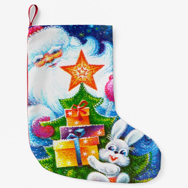 Meia De Natal Pequena Papai Noel (Frente)