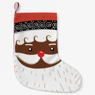 Meia De Natal Pequena papai noel afro-americano