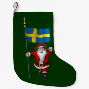 Meia De Natal Pequena Papai Noel Com Alferes De Suecia