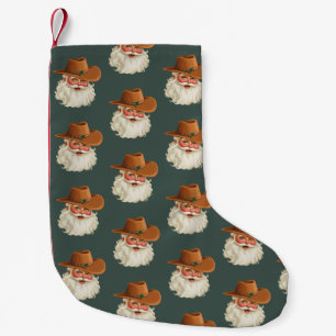 Meia De Natal Pequena Papai Noel Cowboy Vintage Divertido Retro Ocidenta
